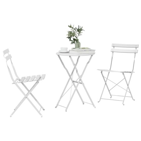 Ensemble Bistro Pliant 3 Pièces Blanc Acier 