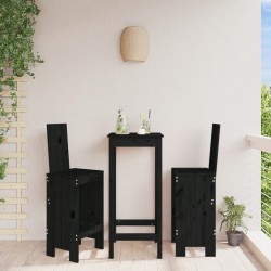 Tabourets de bar lot de 2 noir 40x42x120 cm bois massif de pin 