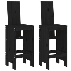 Tabourets de bar lot de 2 noir 40x42x120 cm bois massif de pin 