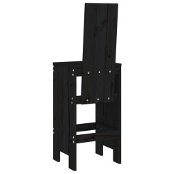 Tabourets de bar lot de 2 noir 40x42x120 cm bois massif de pin 