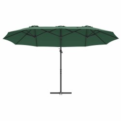 Parasol cantilever de jardin Vert 372 x 198 x 253 cm 