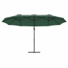 Parasol cantilever de jardin Vert 372 x 198 x 253 cm 
