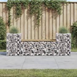 Banc de jardin design gabion 183x41x60,5cm bois de pin imprégné 