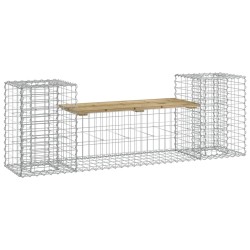 Banc de jardin design gabion 183x41x60,5cm bois de pin imprégné 