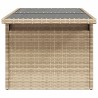 Table de jardin dessus en verre beige 100x55x73 cm poly rotin 