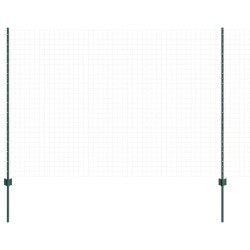 Poteaux de clôture argentés 22 pcs Vert 50 x 1.5 m Métal 