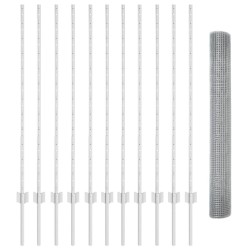 Clôture en fil soudé avec 22 poteaux U Argent 1.2x25 m Acier 