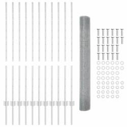 Clôture en fil soudé avec 22 poteaux U Argent 1.2x25 m Acier 