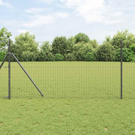 Clôture Euro avec 7 poteaux, 1 x 10 m en acier galvanisé gris 
