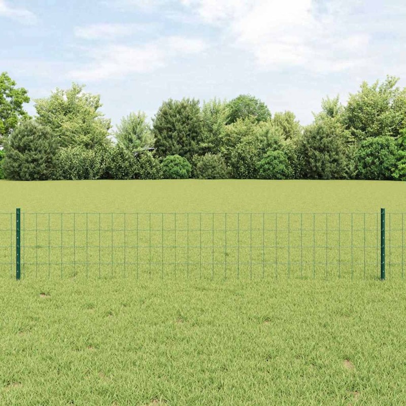 Clôture Euro avec 22 poteaux U verte 0,4x50 m en acier 