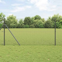 Clôture en fil soudé avec 7 poteaux Gris 1.2x10 m Acier 