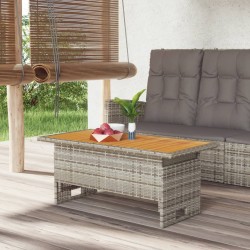 Table de jardin gris 100x50x43/63 cm acacia et résine tressée 