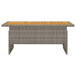 Table de jardin gris 100x50x43/63 cm acacia et résine tressée 