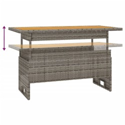 Table de jardin gris 100x50x43/63 cm acacia et résine tressée 
