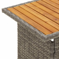 Table de jardin gris 100x50x43/63 cm acacia et résine tressée 