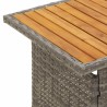 Table de jardin gris 100x50x43/63 cm acacia et résine tressée 
