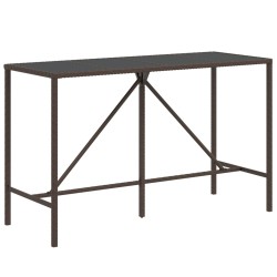 Table de bar et dessus en verre marron 180x70x110 cm poly rotin 