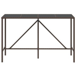 Table de bar et dessus en verre marron 180x70x110 cm poly rotin 