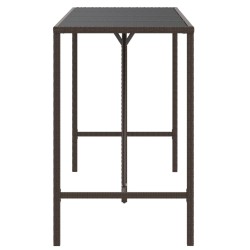 Table de bar et dessus en verre marron 180x70x110 cm poly rotin 