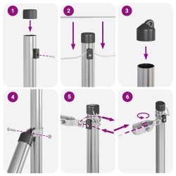 Posts de clôture 26 pcs Ø32mm 80cm en acier galvanisé 