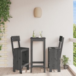 Tabourets de bar lot de 2 gris 40x48,5x115,5 cm bois massif pin 