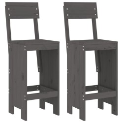 Tabourets de bar lot de 2 gris 40x48,5x115,5 cm bois massif pin 