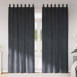 Rideaux occultants avec boucles de suspension 2 pcs en velours gris clair 