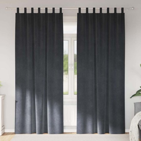 Rideaux occultants avec boucles de suspension 2 pcs en velours gris clair 