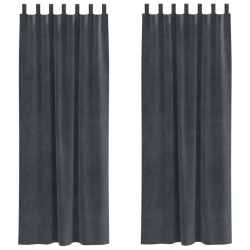 Rideaux occultants avec boucles de suspension 2 pcs en velours gris clair 