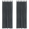 Rideaux occultants avec boucles de suspension 2 pcs en velours gris clair 