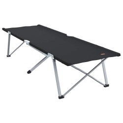 Lit de camping pliant 2 pièces avec sac de transport noir en tissu Oxford 600D 