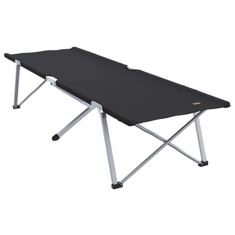 Lit de camping pliant 2 pièces avec sac de transport noir en tissu Oxford 600D 