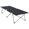Lit de camping pliant 2 pièces avec sac de transport noir en tissu Oxford 600D 