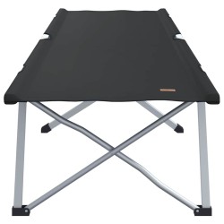 Lit de camping pliant 2 pièces avec sac de transport noir en tissu Oxford 600D 