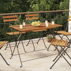 Table de bistro pliante 100x54x71cm Bois acacia solide et acier 