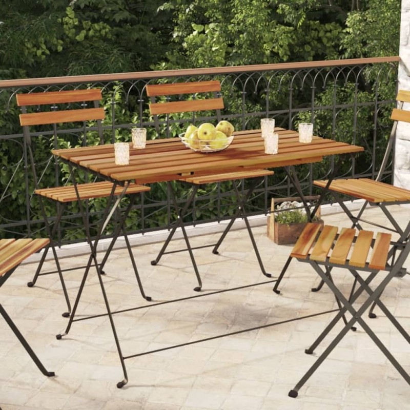 Table de bistro pliante 100x54x71cm Bois acacia solide et acier Table de bistro pliante 100x54x71cm Bois acacia solide et acier