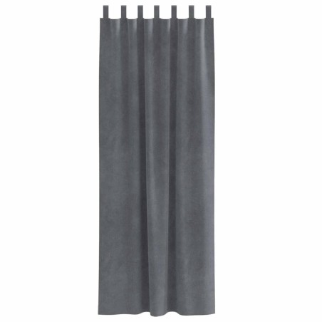 Rideaux occultants avec boucles de suspension 2 pcs en velours gris clair 