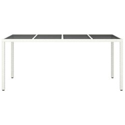 Table de Salle à Manger de Jardin Blanche 190x90x75 cm Poly Rattan 