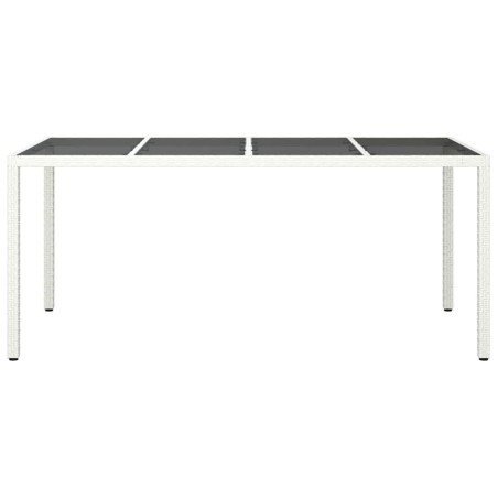 Table de Salle à Manger de Jardin Blanche 190x90x75 cm Poly Rattan 