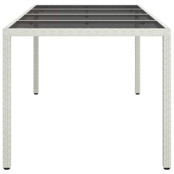 Table de Salle à Manger de Jardin Blanche 190x90x75 cm Poly Rattan 