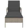 Chaise longue et coussin gris clair 63x200x81 cm résine tressée 