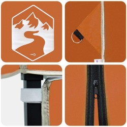 Tente à abri Orange 250 x 250 x 227 / 236 / 245 cm Tissu Oxford 