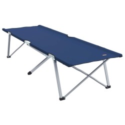 Lits de camping pliants 2 pièces avec sac de transport bleu en tissu Oxford 600D 