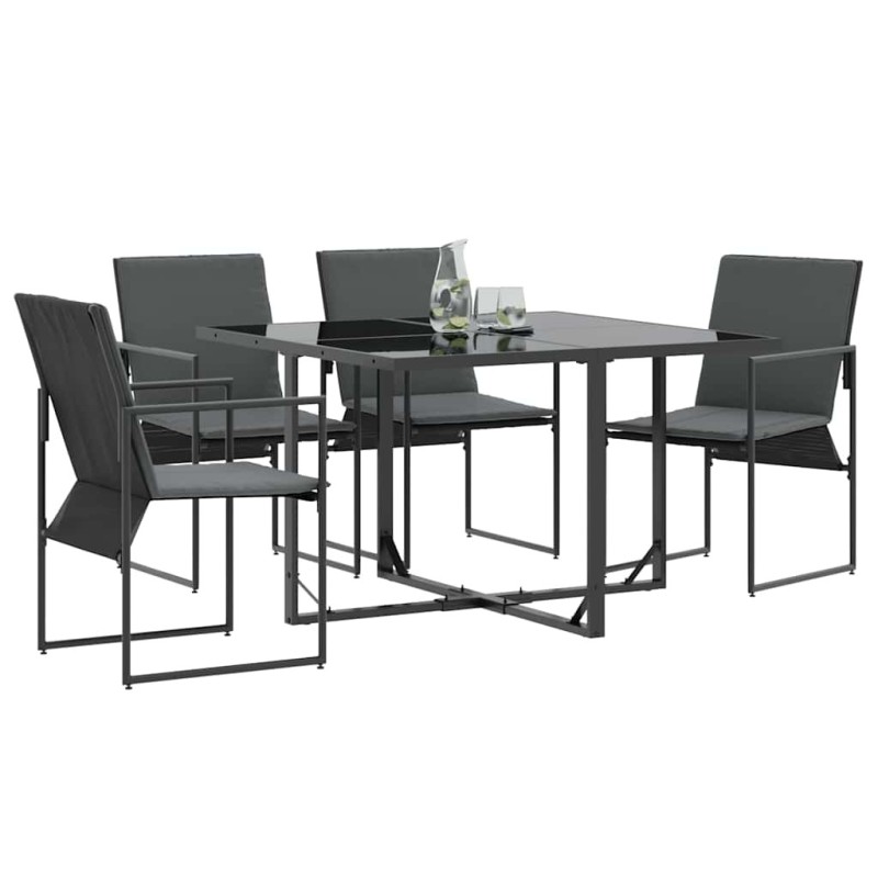 Set de 4 fauteuils de jardin noirs avec coussins 