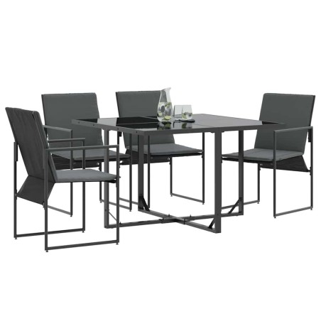Set de 4 fauteuils de jardin noirs avec coussins 