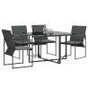 Set de 4 fauteuils de jardin noirs avec coussins 