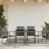 Set de 4 fauteuils de jardin noirs avec coussins 