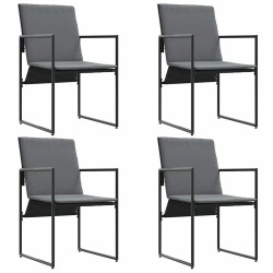 Set de 4 fauteuils de jardin noirs avec coussins 