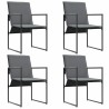 Set de 4 fauteuils de jardin noirs avec coussins 