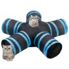Tunnel pour chats à 5 voies Noir et bleu 25 cm Polyester 